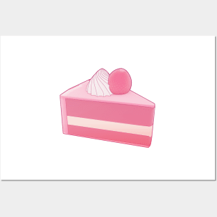 Strawberry Cake slice Posters and Art